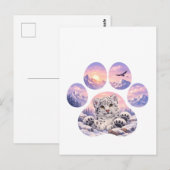Cute Snow Leopard Paw Mountain Design Briefkaart (Voorkant / Achterkant)