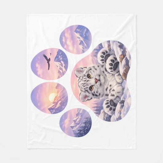 Cute Snow Leopard Paw Mountain Design Fleece Deken (Voorkant)