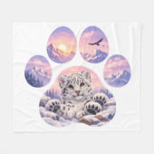 Cute Snow Leopard Paw Mountain Design Fleece Deken (Voorkant (Horizontaal))