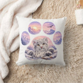 Cute Snow Leopard Paw Mountain Design Kussen (Deken)