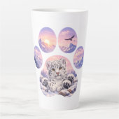 Cute Snow Leopard Paw Mountain Design Latte Mok (Voorkant)