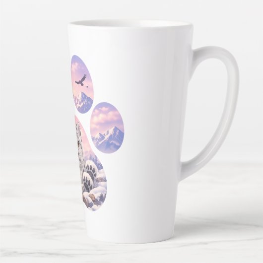 Cute Snow Leopard Paw Mountain Design Latte Mok (Rechts)