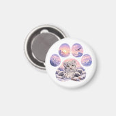 Cute Snow Leopard Paw Mountain Design Magneet (Voorkant / Achterkant)