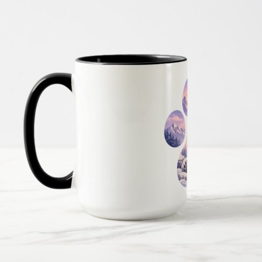 Cute Snow Leopard Paw Mountain Design Mok (Links)