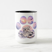 Cute Snow Leopard Paw Mountain Design Mok (Midden)