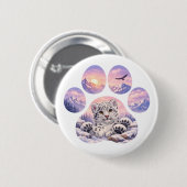 Cute Snow Leopard Paw Mountain Design Ronde Button 5,7 Cm (Voorkant /achterkant)