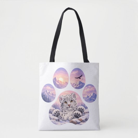 Cute Snow Leopard Paw Mountain Design Tote Bag (Voorkant)