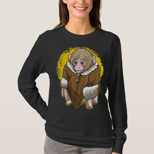 Cute Snow Macaque Monkey met een muntsoort T-shirt (Voorkant)
