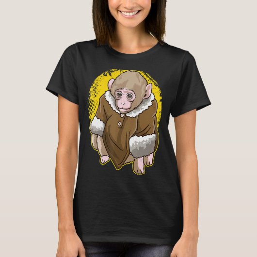 Cute Snow Macaque Monkey met een muntsoort T-shirt (Voorkant)
