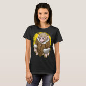Cute Snow Macaque Monkey met een muntsoort T-shirt (Voorkant volledig)