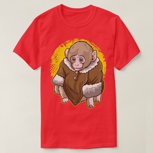 Cute Snow Macaque Monkey met een muntsoort T-shirt (Design voorkant)
