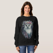 Cute Snow Owl Bird Flower Crown Floral Birds Trui (Voorkant volledig)