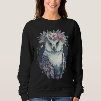 Cute Snow Owl Bird Flower Crown Floral Birds Trui