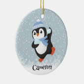 Cute Snowball Throwing Penguin Ornament (Rechts)