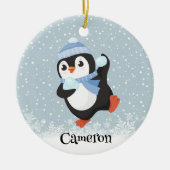 Cute Snowball Throwing Penguin Ornament (Voorkant)
