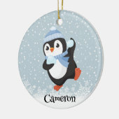 Cute Snowball Throwing Penguin Ornament (Links)