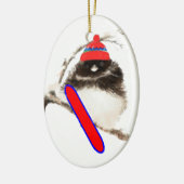 Cute Snowboard Bird in Pet, Kerstmis Humor, Junco Keramisch Ornament (Links)