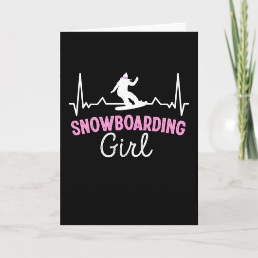 Cute Snowboarding Girl Hartbeat Gift Kaart (Voorkant)