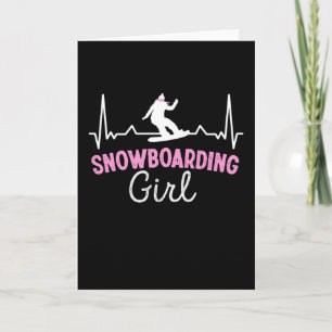 Cute Snowboarding Girl Hartbeat Gift Kaart