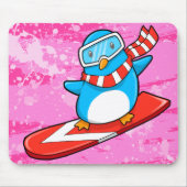 Cute Snowboarding Penguin Muismat (Voorkant)