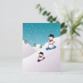 Cute Snowboarding Snowmen Briefkaart (Staand voorkant)