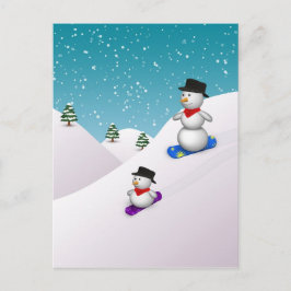 Cute Snowboarding Snowmen Briefkaart