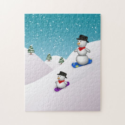 Cute Snowboarding Snowmen Legpuzzel (Verticaal)