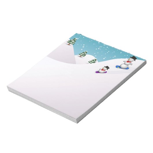 Cute Snowboarding Snowmen Notitieblok (Linkerzijde)