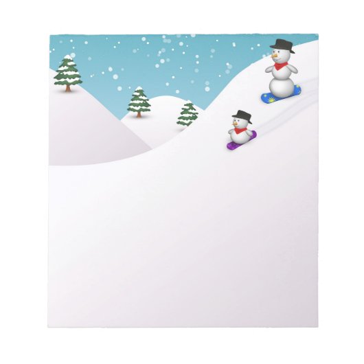Cute Snowboarding Snowmen Notitieblok (Voorkant)