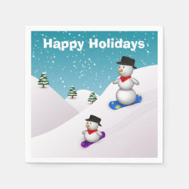 Cute Snowboarding Snowmen Servet