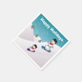 Cute Snowboarding Snowmen Servet (Hoek)