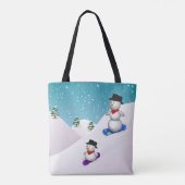 Cute Snowboarding Snowmen Tote Bag (Achterkant)