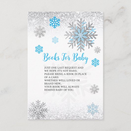Cute Snowflake Blue & Silver Baby's Book Request  Informatiekaartje (Voorkant)