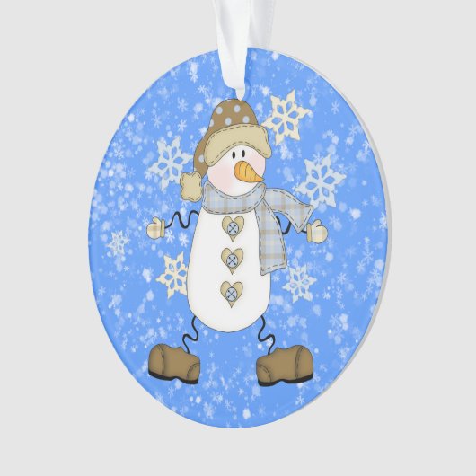 Cute Snowflake Kerstmis Snowman Persoonlijk Ornament (voorkant)