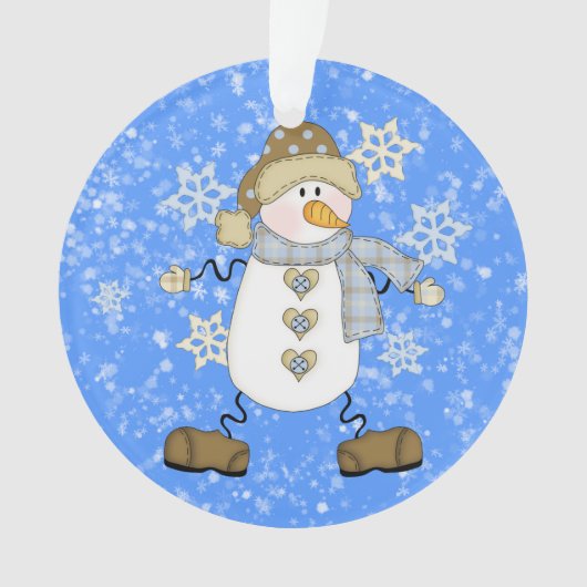 Cute Snowflake Kerstmis Snowman Persoonlijk Ornament (voorkant)