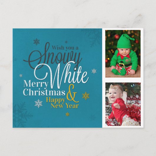 Cute Snowflake Kinder Familie Foto Kerstmis Feestdagenkaart (Voorkant)