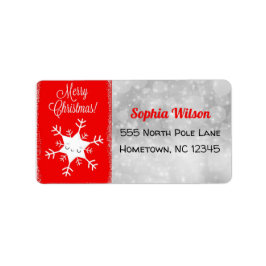 Cute Snowflake Merry KerstRed Etiket