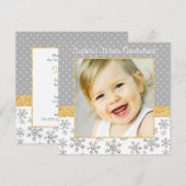 Cute Snowflake Silver Gold Winter Onederland Foto Kaart (Voorkant / Achterkant)