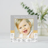 Cute Snowflake Silver Gold Winter Onederland Foto Kaart (Staand voorkant)
