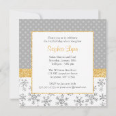 Cute Snowflake Silver Gold Winter Onederland Foto Kaart (Achterkant)