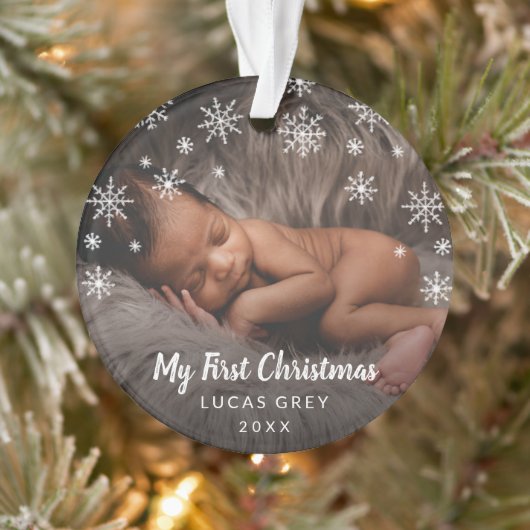 Cute Snowflakes Baby Foto van mijn eerste kerstfee Ornament (Boom)