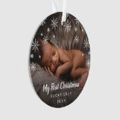 Cute Snowflakes Baby Foto van mijn eerste kerstfee Ornament (voorkant)
