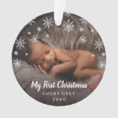 Cute Snowflakes Baby Foto van mijn eerste kerstfee Ornament (voorkant)