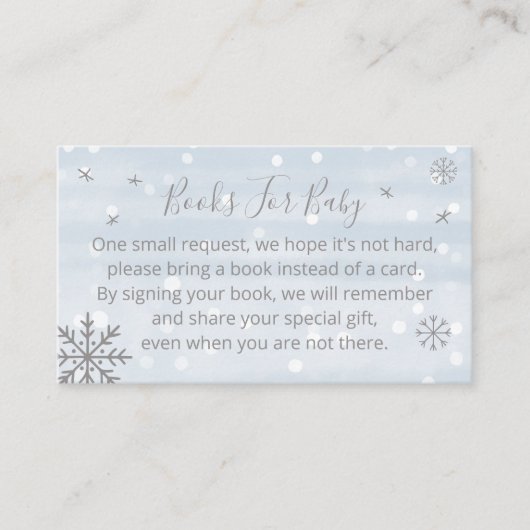 Cute Snowflakes Baby shower Books for Baby Informatiekaartje (Voorkant)