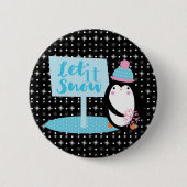 Cute Snowflakes Black White Penguin Ronde Button 5,7 Cm (Voorkant)