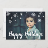 Cute Snowflakes Chalk Script Prettige feestdagen Feestdagenkaart (Voorkant)
