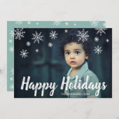 Cute Snowflakes Chalk Script Prettige feestdagen Feestdagenkaart (Voorkant / Achterkant)