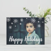 Cute Snowflakes Chalk Script Prettige feestdagen Feestdagenkaart (Staand voorkant)