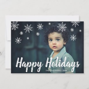 Cute Snowflakes Chalk Script Prettige feestdagen Feestdagenkaart
