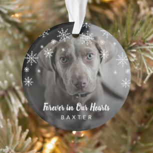 Cute Snowflakes Dog Foto Pet Memorial Ornament